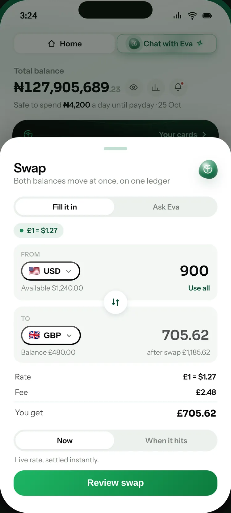 Pryme app: Swap at the live rate